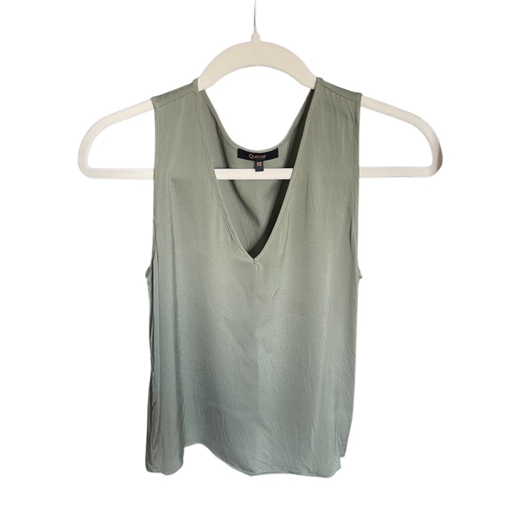 Silk Moss Green Sleeveless Blouse